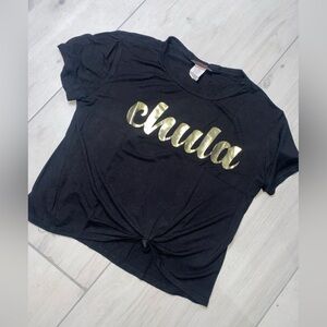 Screen Stars Black T-Shirt with Red Accents